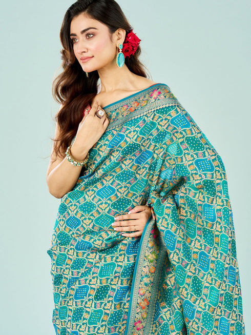 Mohey Azure Elegance Banarasi Saree