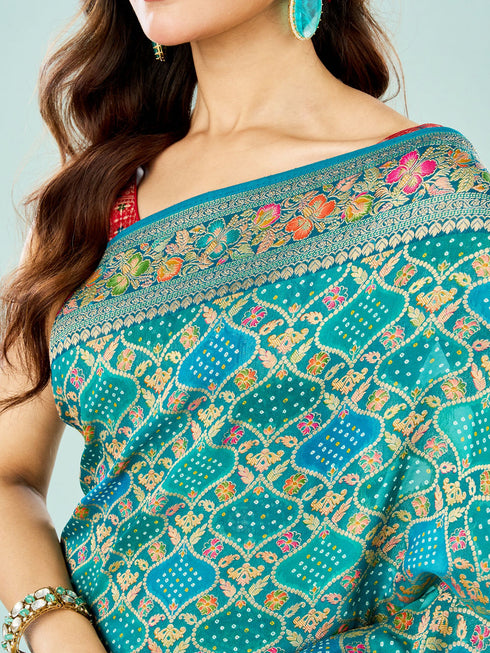 Mohey Azure Elegance Banarasi Saree