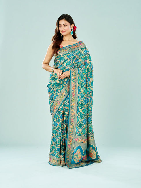 Mohey Azure Elegance Banarasi Saree
