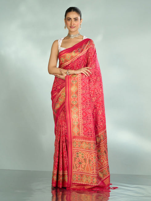 Mohey Pink Elegance Silk Saree