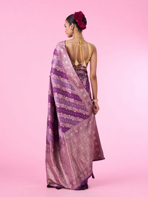 Mohey Purple Elegance Banarasi Saree