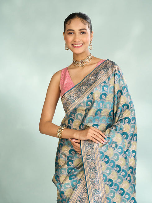 Mohey Eternal Elegance Blue Saree