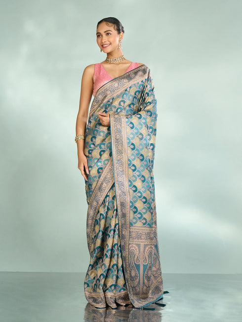Mohey Eternal Elegance Blue Saree