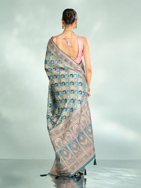 Mohey Eternal Elegance Blue Saree