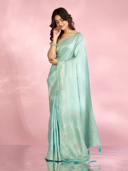 Mohey Lustrous Light Blue Silk Saree