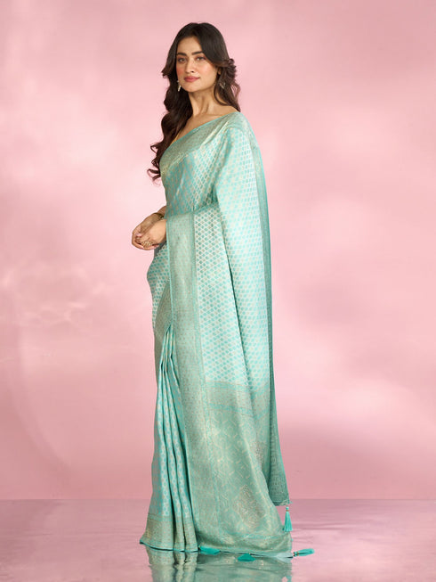 Mohey Lustrous Light Blue Silk Saree