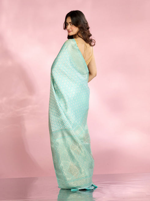 Mohey Lustrous Light Blue Silk Saree