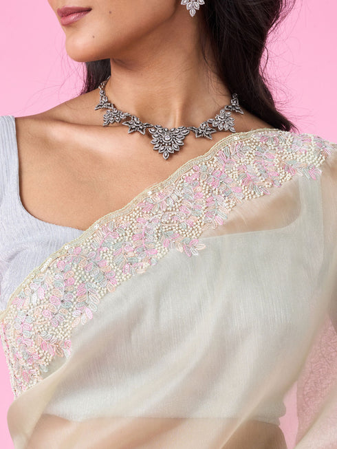Mohey Ethereal Green Organza Saree