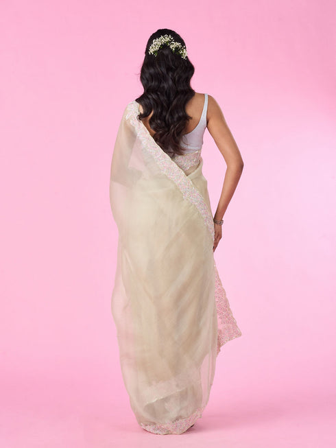 Mohey Ethereal Green Organza Saree