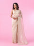 Mohey Enchanting Organza Cream Saree