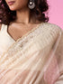Mohey Iridescent Cream Organza Elegance Saree