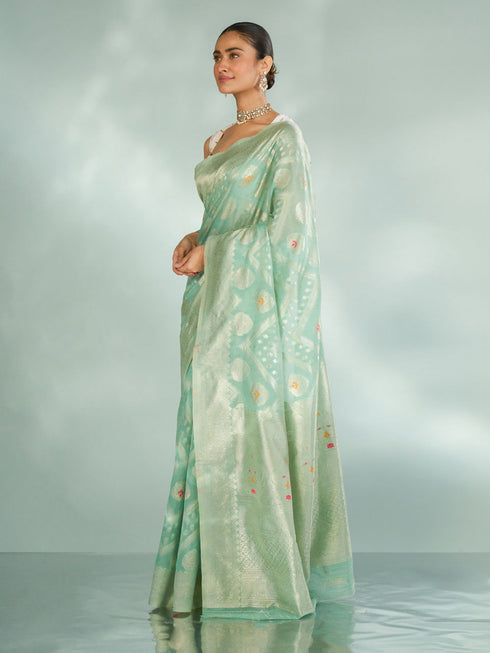Mohey Serene Sea Green Saree