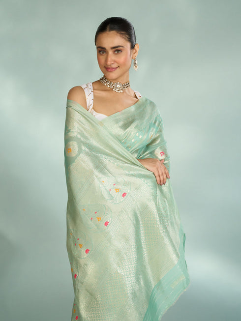 Mohey Serene Sea Green Saree