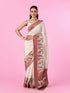 Mohey Classic Cream Elegance Banarasi Saree