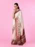 Mohey Classic Cream Elegance Banarasi Saree