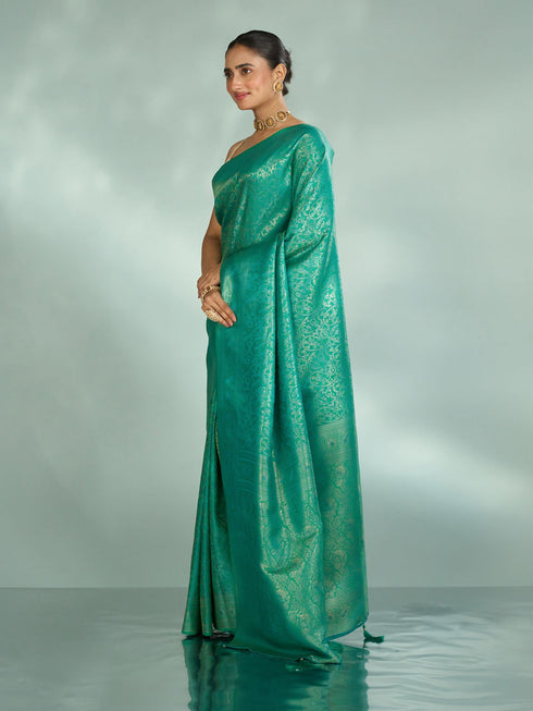 Mohey Luscious Rama Green Saree