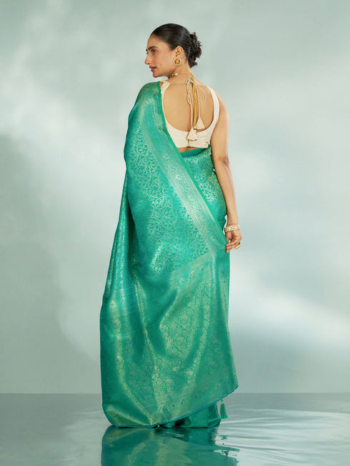 Mohey Luscious Rama Green Saree