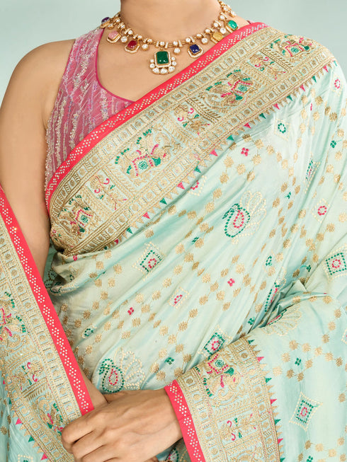 Mohey Sea Green Festive Saree