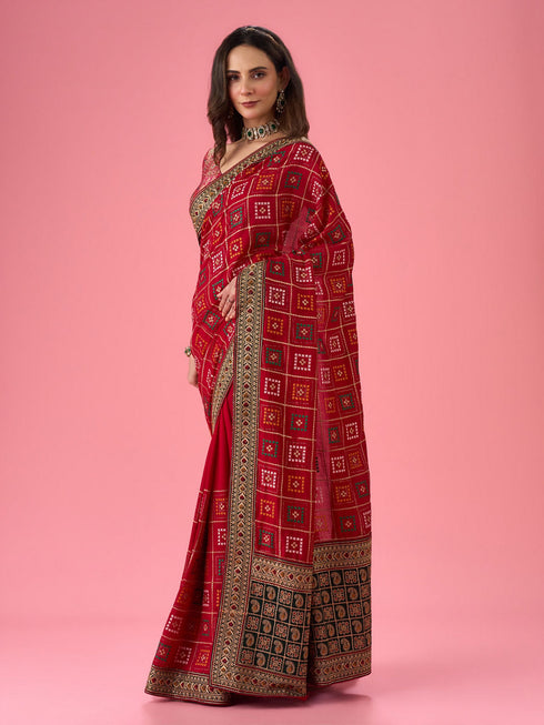 Mohey Radiant Red Saree