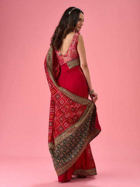 Mohey Radiant Red Saree