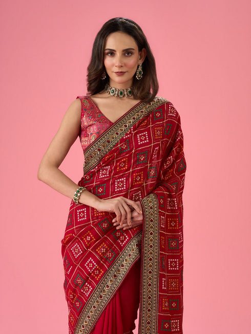 Mohey Radiant Red Saree