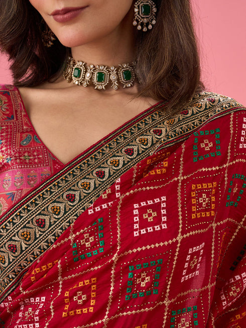 Mohey Radiant Red Saree