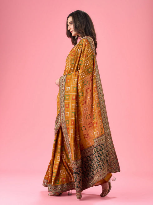 Mohey Radiant Mustard Yellow Saree