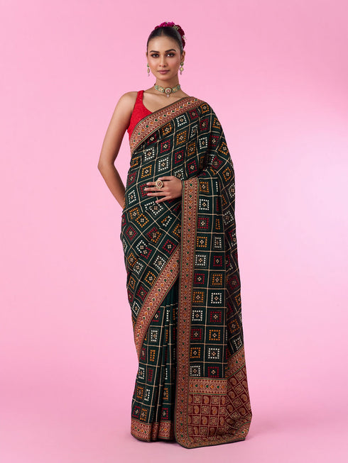 Mohey Bottle Green Euphoria Saree