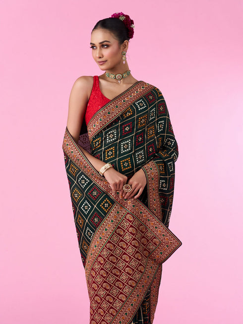 Mohey Bottle Green Euphoria Saree