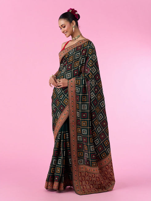 Mohey Bottle Green Euphoria Saree