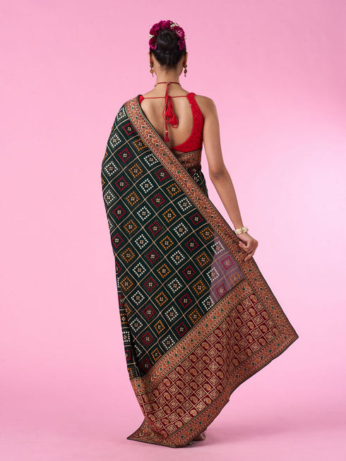 Mohey Bottle Green Euphoria Saree