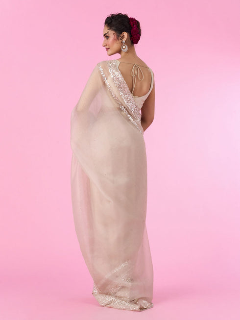 Mohey Exquisite Fawn Hued Organza Saree