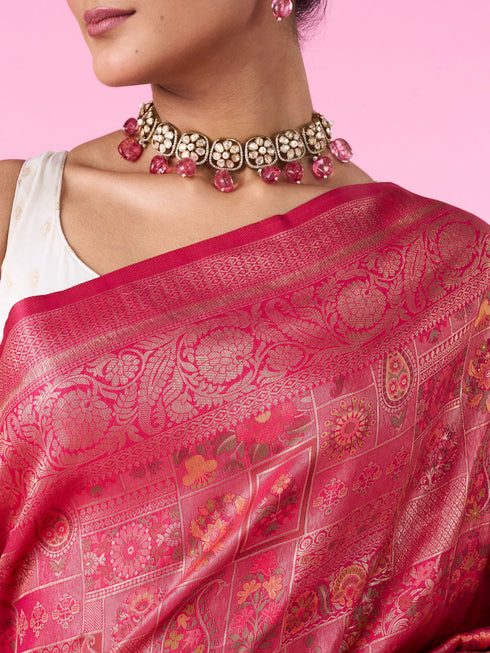 Mohey Regal Rani Pink Banarasi Saree