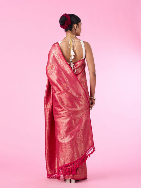 Mohey Regal Rani Pink Banarasi Saree