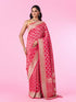 Mohey Graceful Pink Pleated Elegance Banarasi Saree
