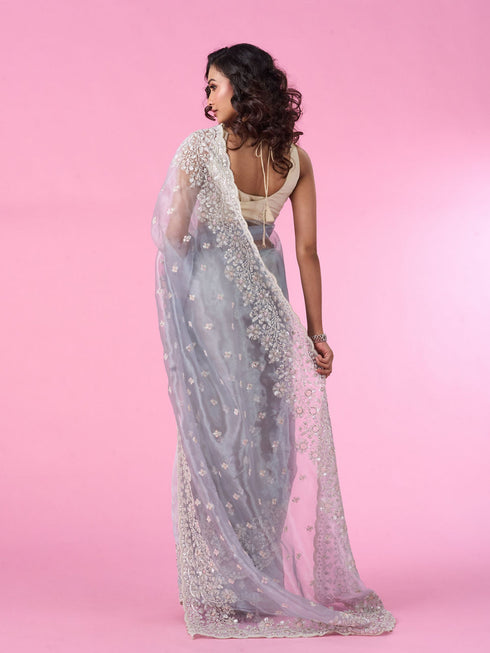 Mohey Radiant Light Blue Organza Saree