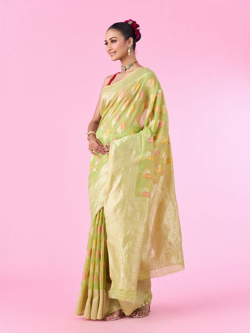 Mohey Pista Green Elegance Saree
