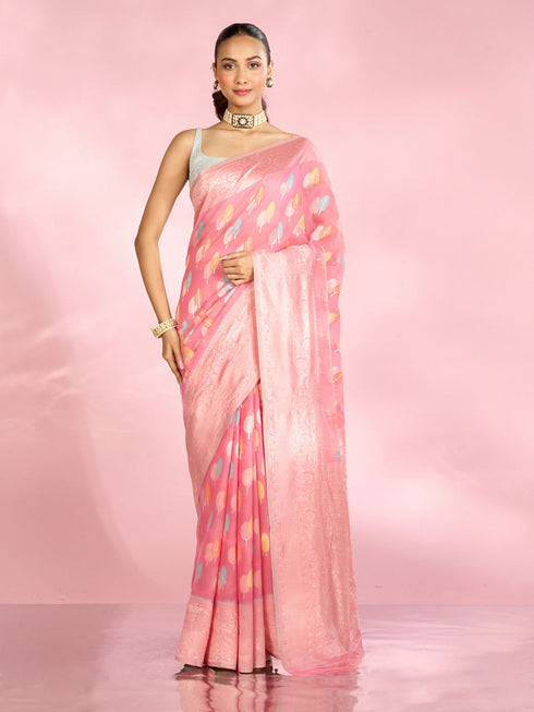 Mohey Enchanting Pink Elegance Saree