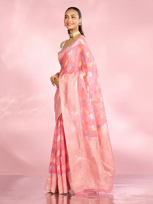 Mohey Enchanting Pink Elegance Saree