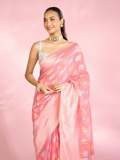 Mohey Enchanting Pink Elegance Saree
