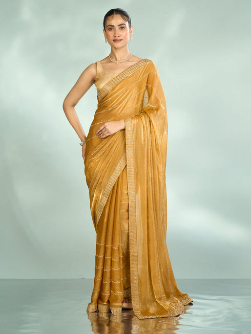 Mohey Mustard Yellow Organza Glory Saree