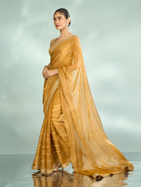 Mohey Mustard Yellow Organza Glory Saree
