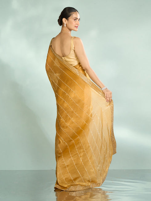 Mohey Mustard Yellow Organza Glory Saree