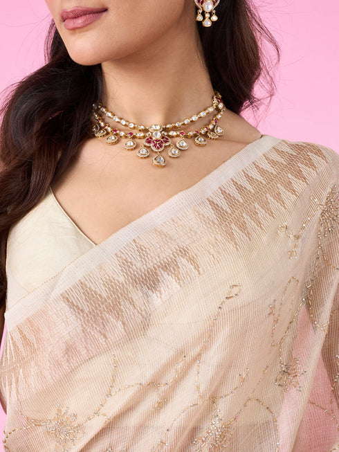 Mohey Elegant Cream Carnival Saree