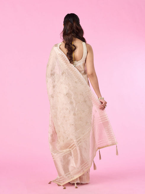 Mohey Elegant Cream Carnival Saree
