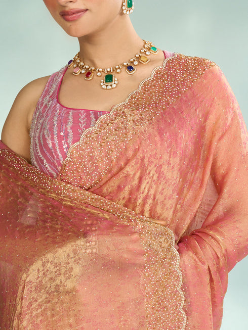 Mohey Pink Organza Extravagance Saree