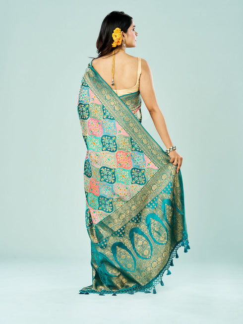 Mohey Rama Green Banarasi Saree