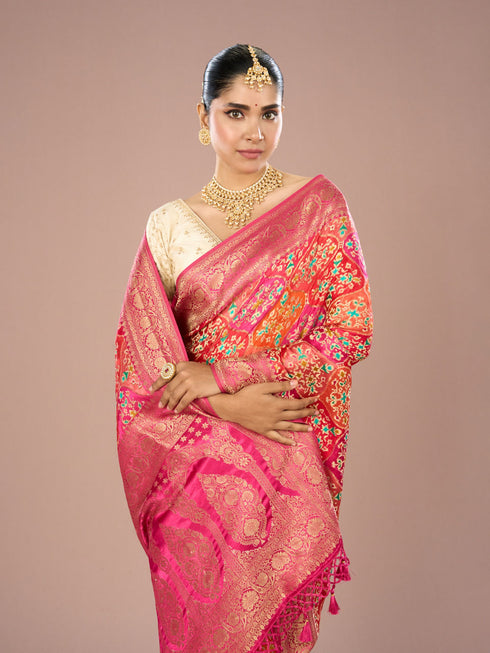 Mohey Pink Banarasi Saree
