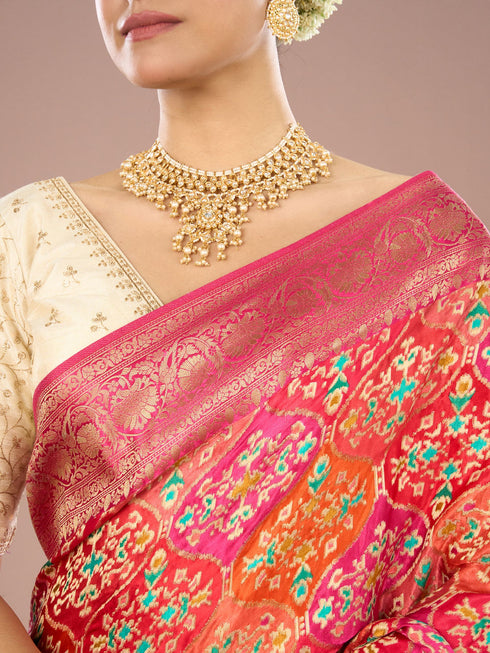 Mohey Pink Banarasi Saree