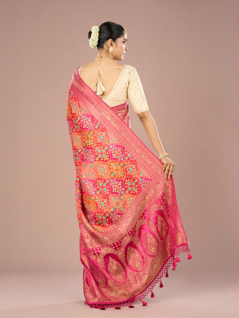 Mohey Pink Banarasi Saree